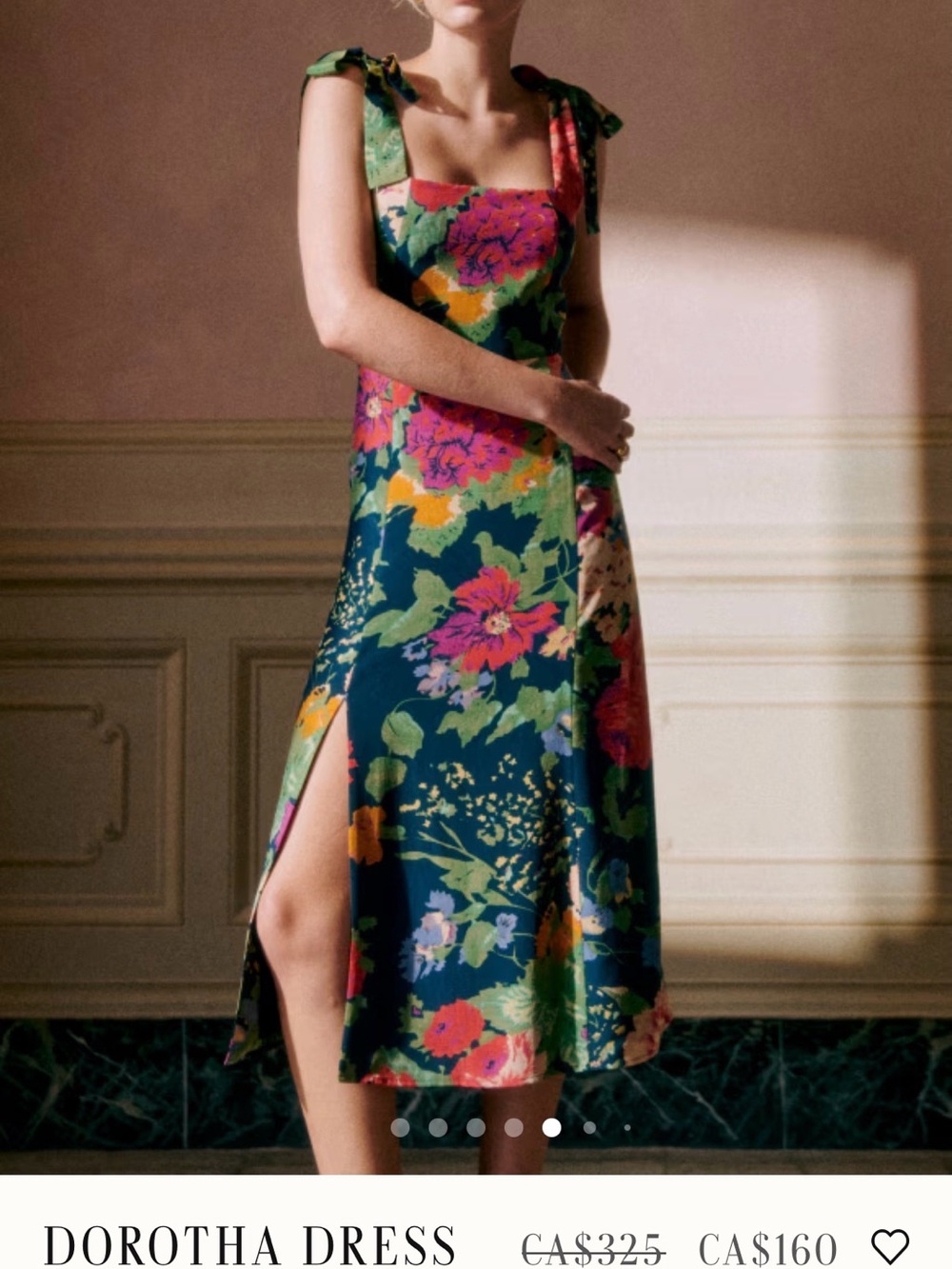 Sezane Dorotha Floral Tie-Shoulder Midi Dress in Navy Multi